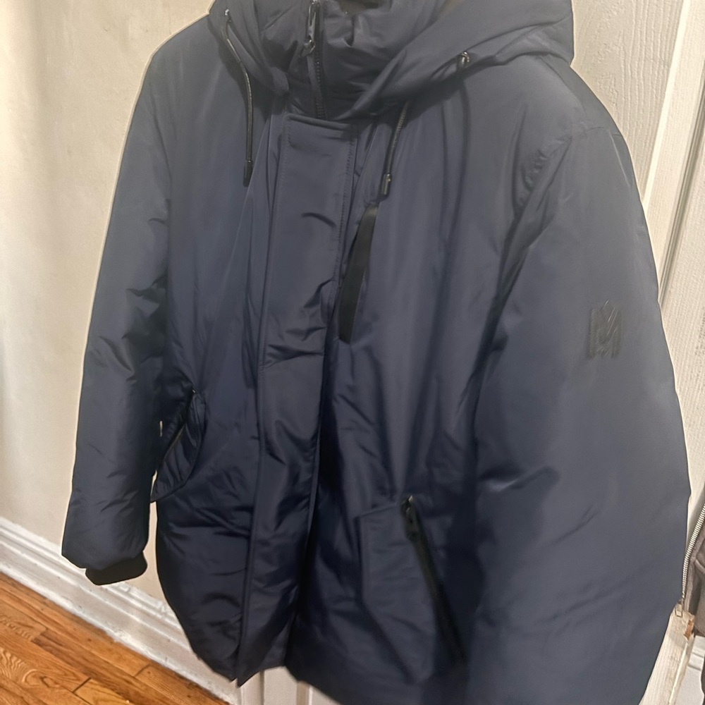 Mackage Dark Blue Hooded Puffer Jacket